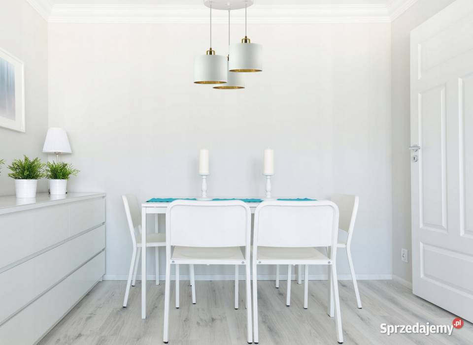 Lampa Wisząca Żyrandol Abażury Biała Złota LED Choroszcz