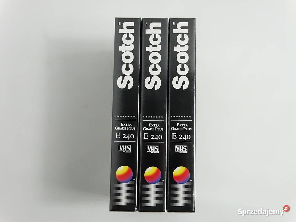 Nowe Kasety VHS Scotch Grade Plus E240 3M Zestaw Biłgoraj