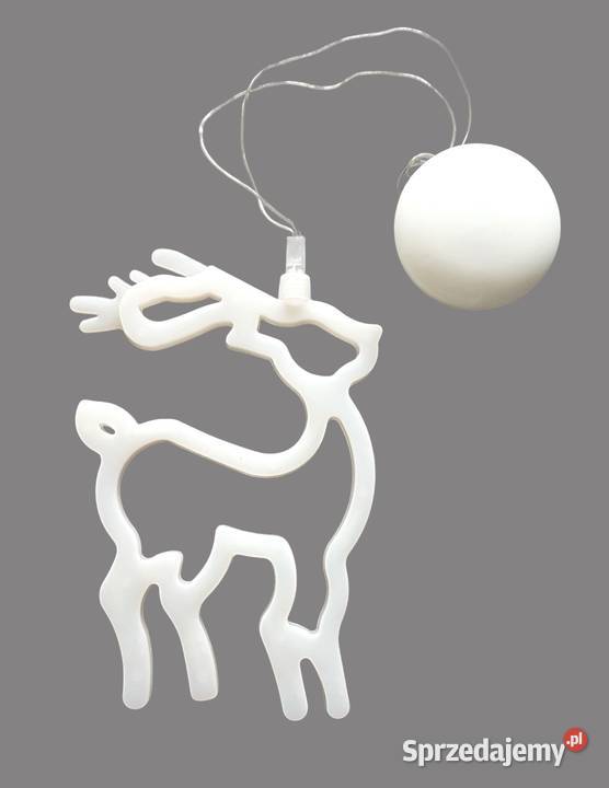 Świąteczna ozdoba okienna biały renifer z Chrzanów