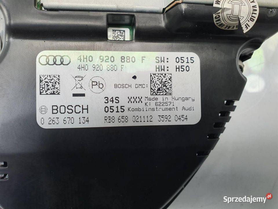 LICZNIK ZEGAR AUDI A8 D4 4H0920880F kujawsko-pomorskie Lipno