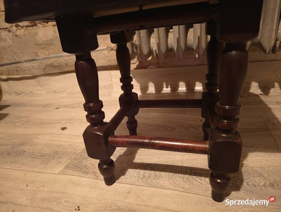 Taboret pufa krzesło z obiciem skórzanym PRL