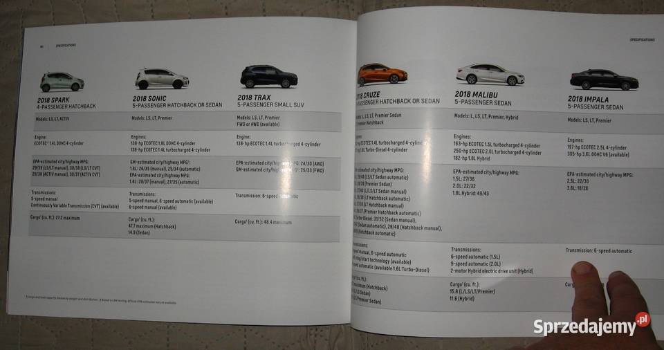 Chevrolet Cars 2018 prospekt katalog Pozostałe
