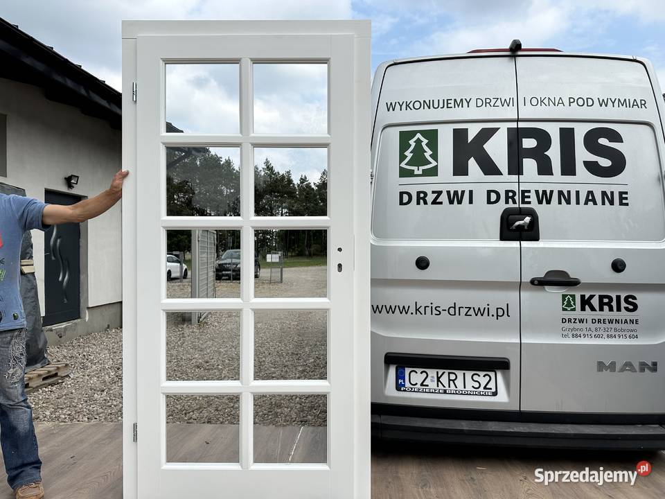 Drzwi drewniane RĘKI białe z ościeżnicą kujawsko-pomorskie Grzybno