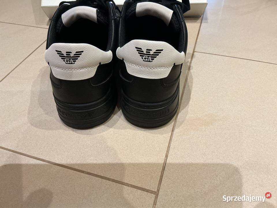 Sneakersy Skórzane Czarne Męskie Emporio Armani Nowa Sól