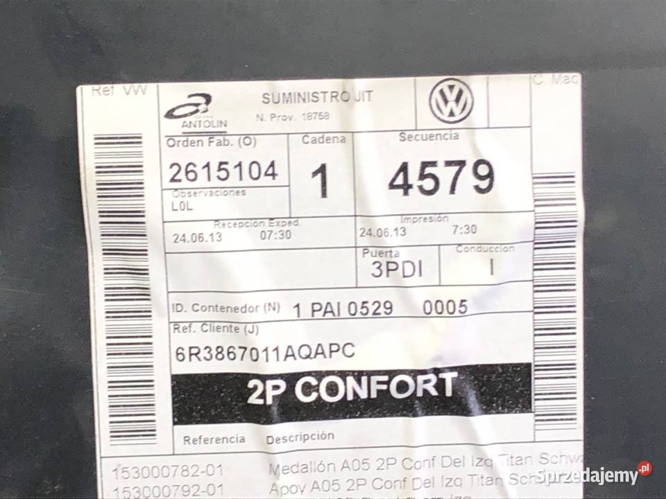 BOCZEK DRZWI LEWY PRZÓD VW POLO V Hatchback sprzedam