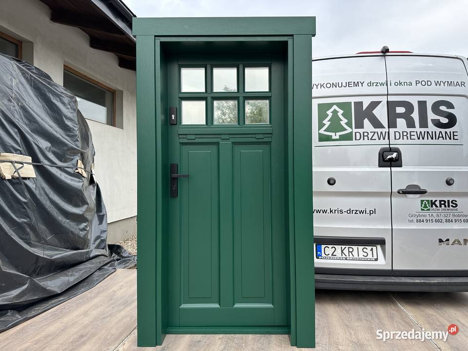 Drzwi drewniane zewnętrzne z klamką schlage CAŁA wielkopolskie Poznań sprzedam