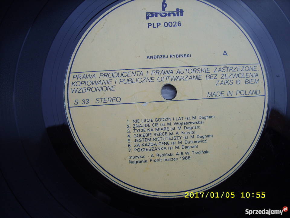 LP Pop ANDRZEJ RYBINSKINIE LICZE GODZIN Wołów