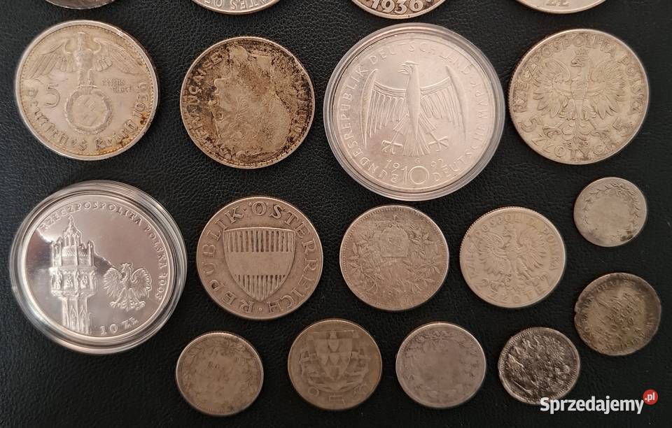Zestaw Srebrnych Monet 21 sztuk Mix Numizmatyka Gliwice