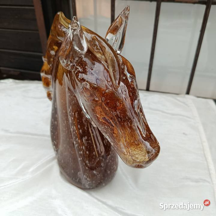 Rzeźba Szklanagłową konia HRysz Porcelana i szkło Warszawa