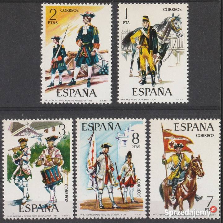 HISZPANIA WOJSKO ŻOŁNIERZE ARMIA CZYSTE Filatelistyka Łódź sprzedam