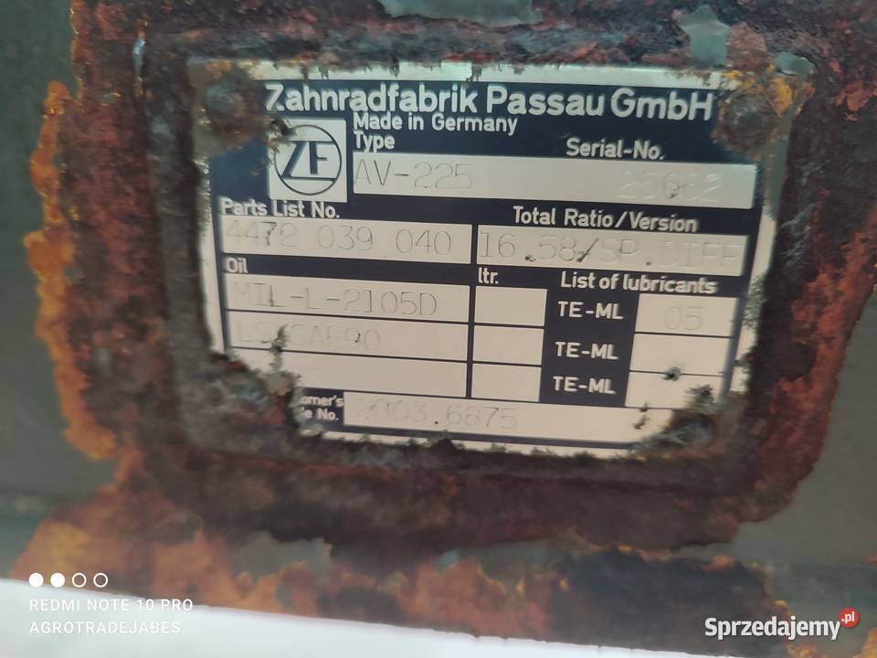 Most napędowy AV225 25662 Zettelmeyer ZL602 Tył Wilkowo