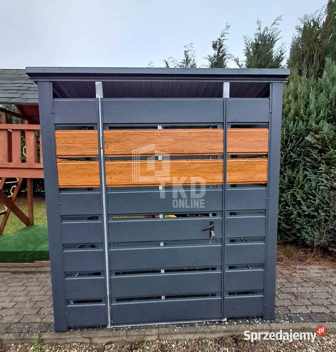Wiata śmietnikowa 16x08m Antracyt jasny orzech