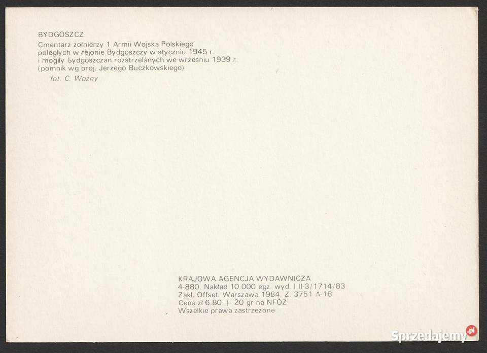 BYDGOSZCZ CMENTARZ ŻOŁNIERZY PIERWSZEJ ARMII WP łódzkie Łódź sprzedam