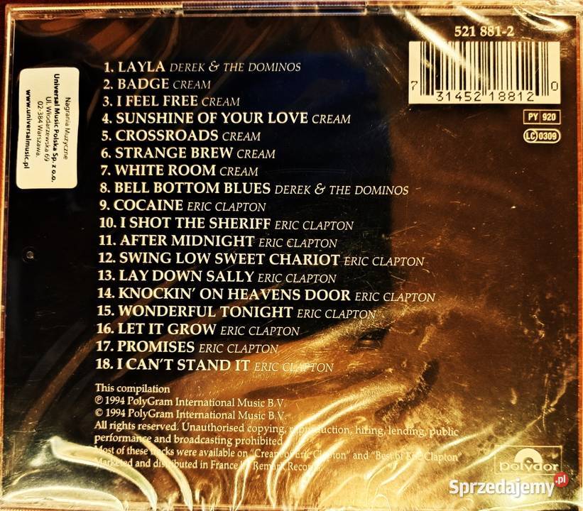 Sprzedam Album CD Eric Clapton Cream Of Eric rock Katowice