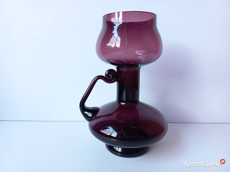 Świecznik Huta Alicja kolorowe szkło PRL śląskie Dąbrowa Górnicza