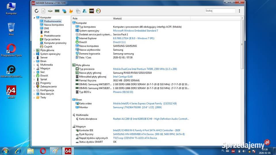 Samsung R540 Core2Duo Intel T4500 230 GHzRam3Gb kujawsko-pomorskie Włocławek