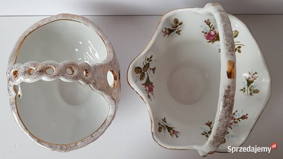 Zestaw porcelanowy koszyczek x2 róża Chodzież śląskie Dąbrowa Górnicza sprzedam