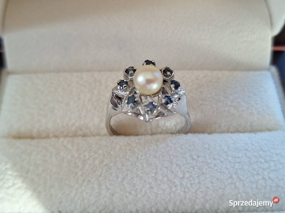 Pierścionek srebrny z perłą p835 elegancki srebro pomorskie Gdańsk
