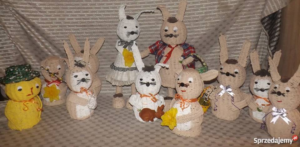 Zając papierowa wiklina inny kolor