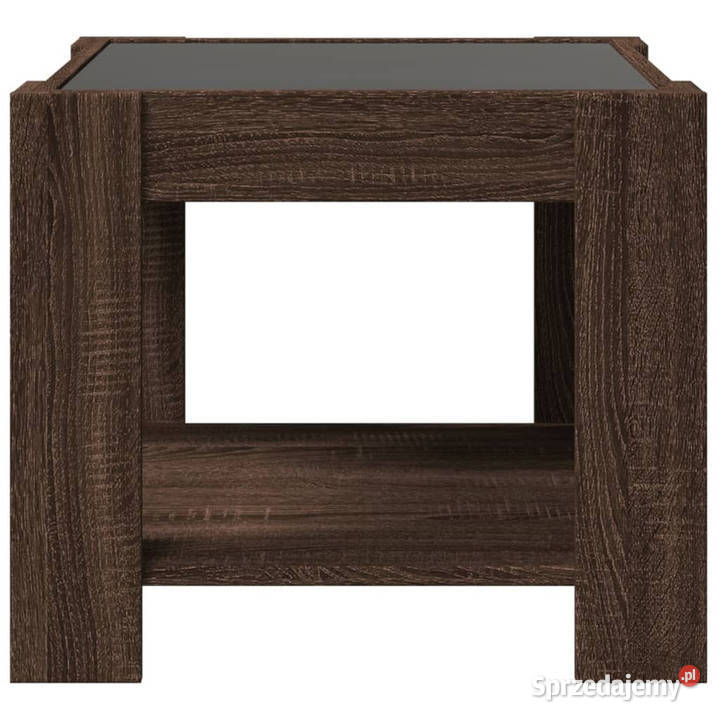 Stolik kawowy z LED brązowy dąb 53x53x45