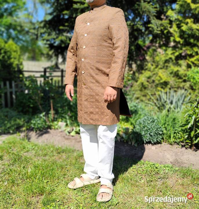 Indyjskie męskie sherwani elegancki płaszcz haft