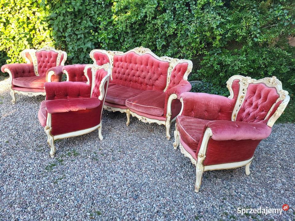 Piękny francuski komplet wypoczynkowy sofa 3 Sypniewo