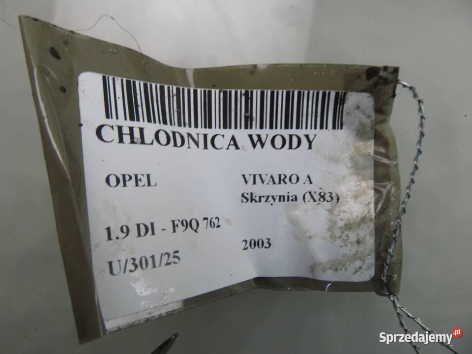CHŁODNICA WODY OPEL VIVARO A 19 DI 91166000