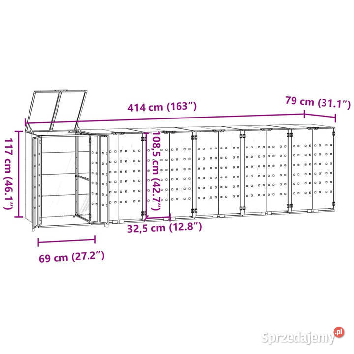 Obudowa na 6 koszy na śmieci antracytowa Warszawa