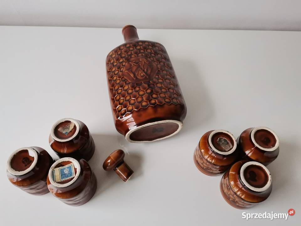 Stara karafka Syrenka kieliszki porcelit śląskie Katowice