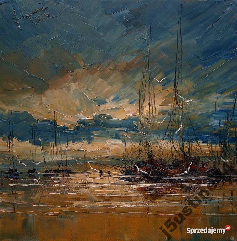 obraz olejny W porcie Justyna Kopania 30x30 Warszawa sprzedam