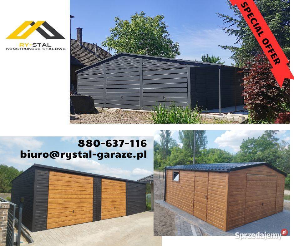 Garaż Blaszany Drewnopodobny 3x5 4x5 4x6 6x6 6x5 Garaż z bramą uchylną