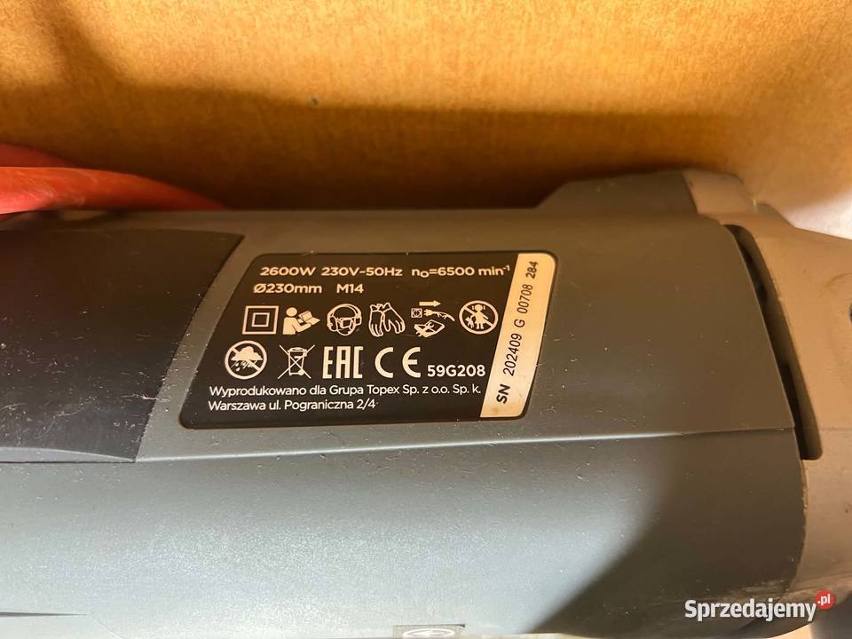 Szlifierka Kątowa GRAPHITE 59G208 Moc 2600W warmińsko-mazurskie sprzedam