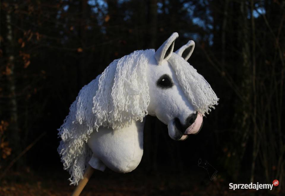 Hobby horse siwy biały konik na patyku zabawka Lublin