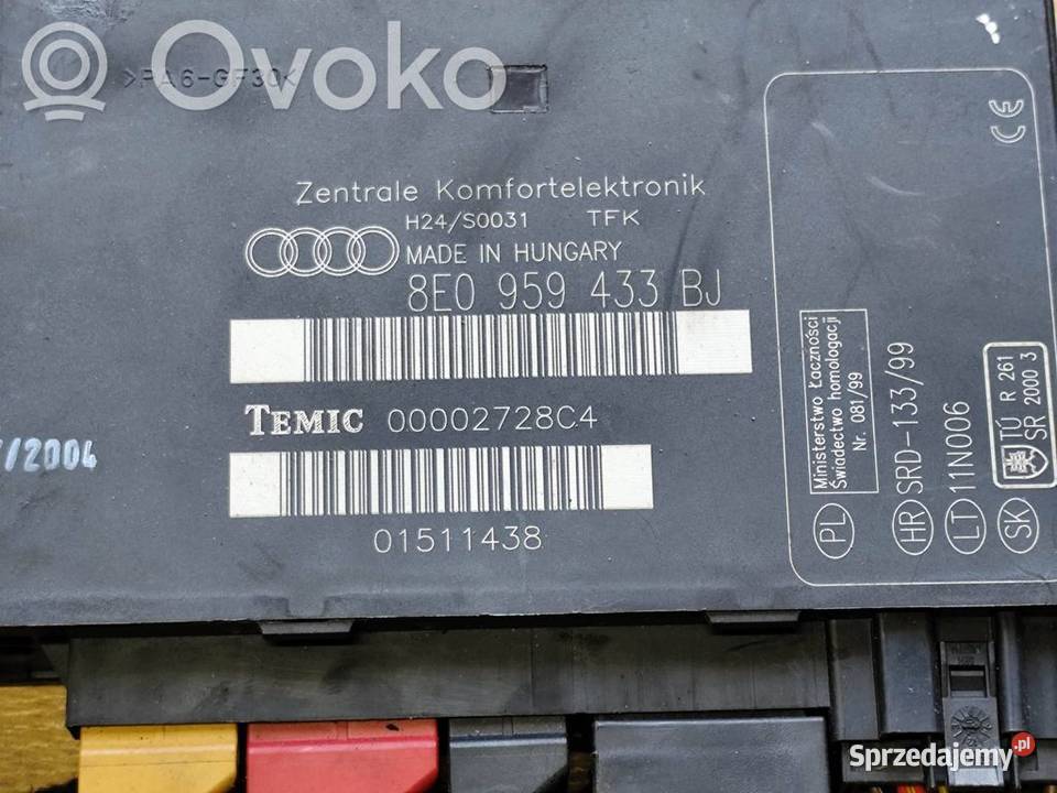 Audi A4 S4 B7 STEROWNIK MODUŁ KOMFORTU Części samochodowe
