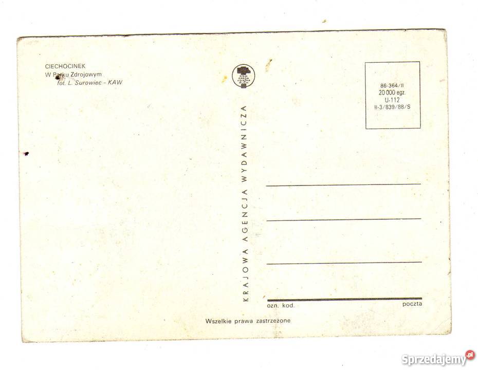 CIECHOCINEK PARK ZDROJOWY POCZTÓWKA Pocztówki i karty telefoniczne świętokrzyskie