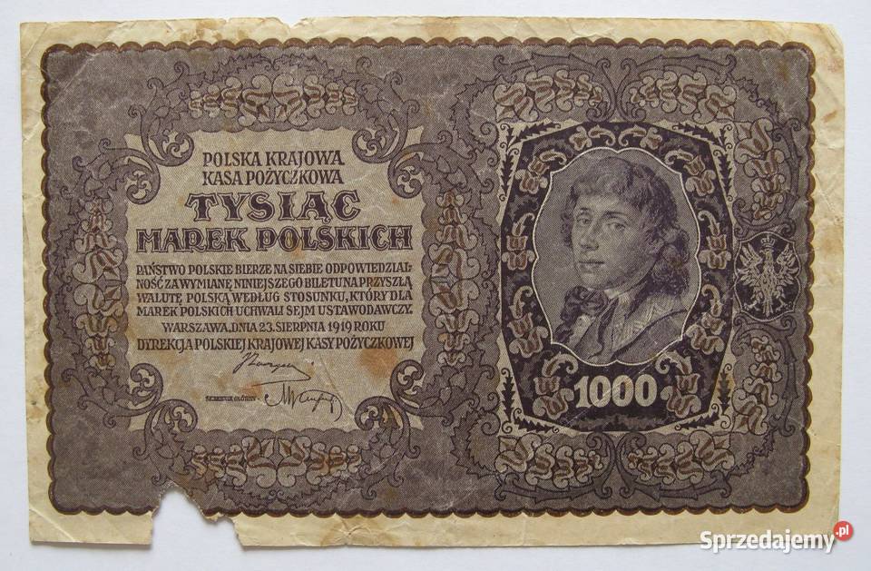 1000 Marek Polskich 1919 śląskie Dąbrowa Górnicza sprzedam