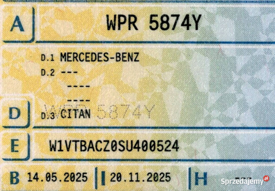 Mercedes Citan 3osob 110CDI Kamera Cofania FV23 czujnik deszczu mazowieckie Sokołów