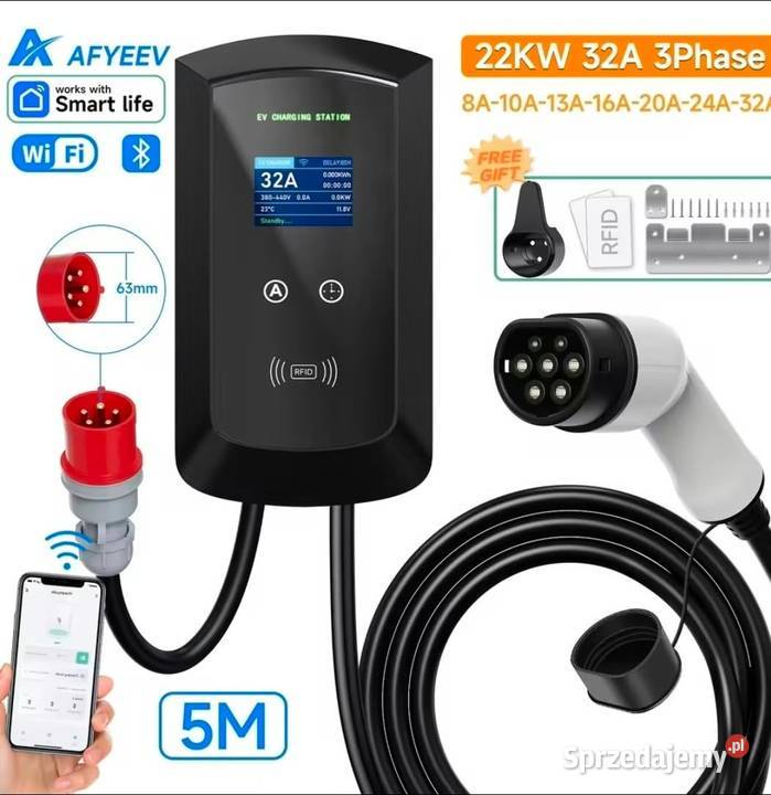 AFYEEV 32A Stacja ładująca EV 22KW 3fazowa Pozostałe Nowy Korczyn