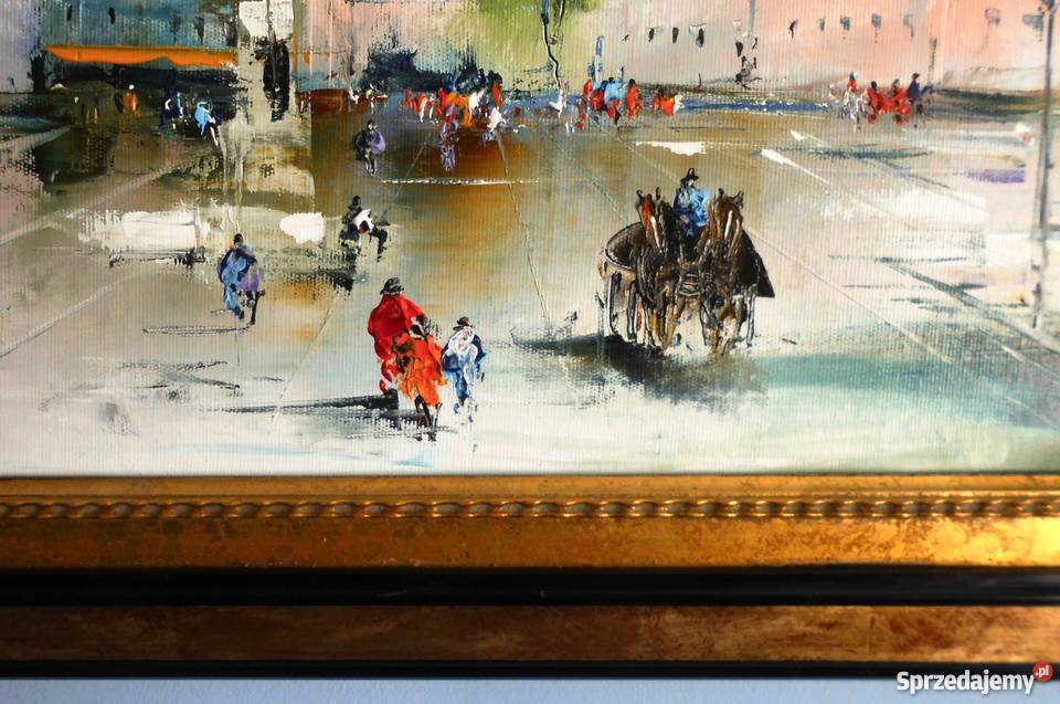 Olej na płótnie malowany szpachlą Plac Zamwowy Malarstwo Warszawa