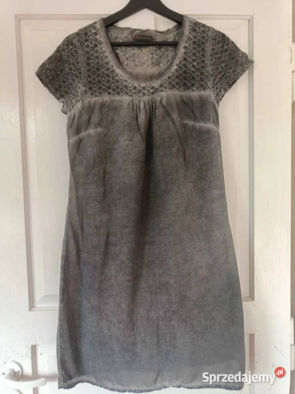 Szara sukienka tunika bawełna nylon wiskoza Dąbrowica