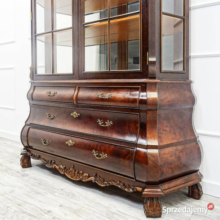 Stylowa Wysoka WITRYNA drewniana NeoBarok Orzech 158cm Kalisz