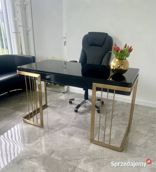 Nowoczesne czarne złote biurko ze stali Glamour Nowy Sącz