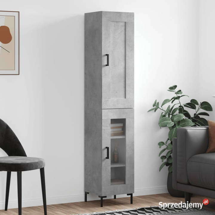 Wysoka szafka szarość betonu 345x34x180 Warszawa