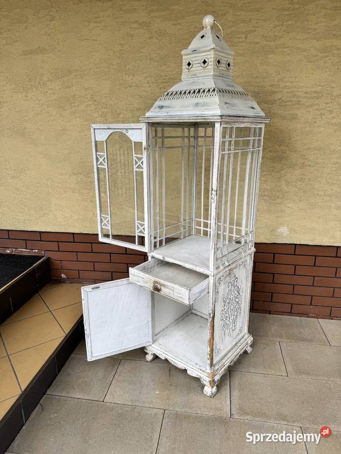 Lampion szafka schaby chic witrynka drewniana Sulbiny