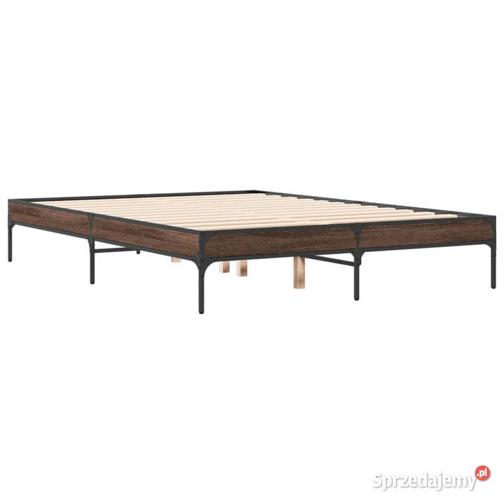 Rama łóżka brązowy dąb materiał drewnopochodny 143cm