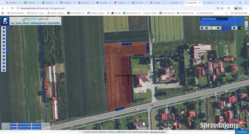 Działka rolno budowlana Wielącza DK74 Sprzedaż Zamość