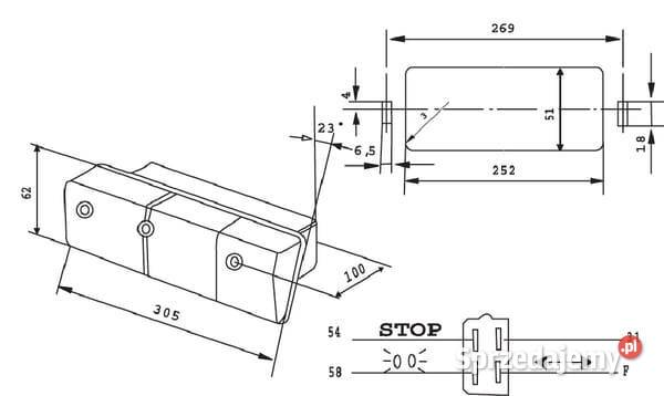 Lampa tylna zespolona 305x62mm lewa Cobo Kamionna