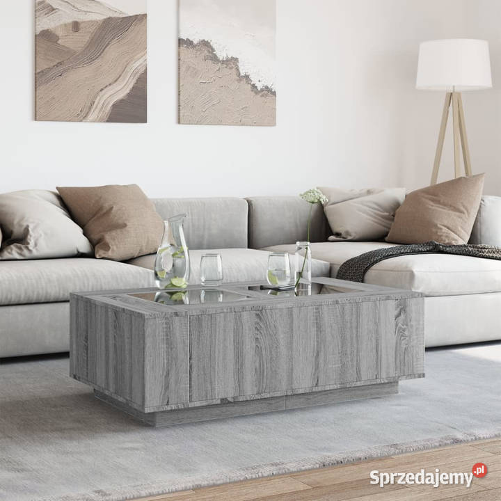 Stolik kawowy z LED Infinity szary dąb sonoma Warszawa