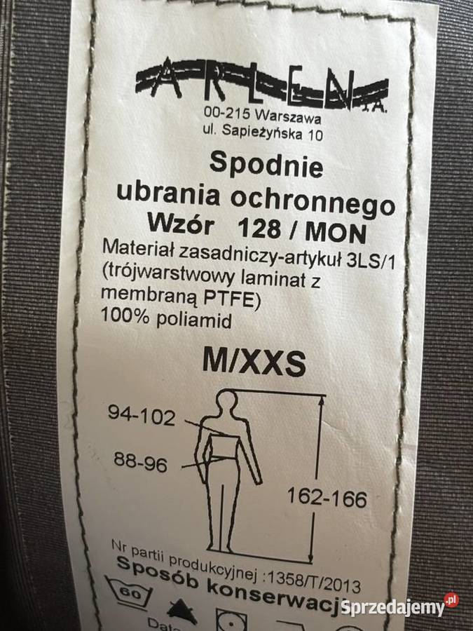 Kurtka i spodnie ubrania ochronnego goretex Witkowice sprzedam