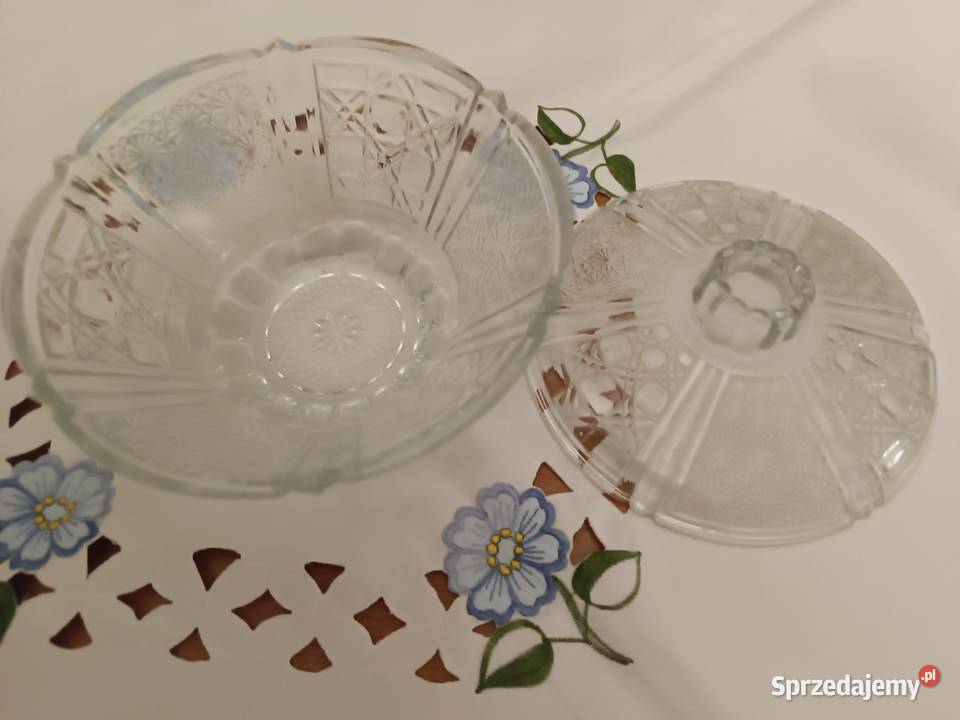 Ładny szklany pojemnik na słodycze opolskie Łąki Kozielskie